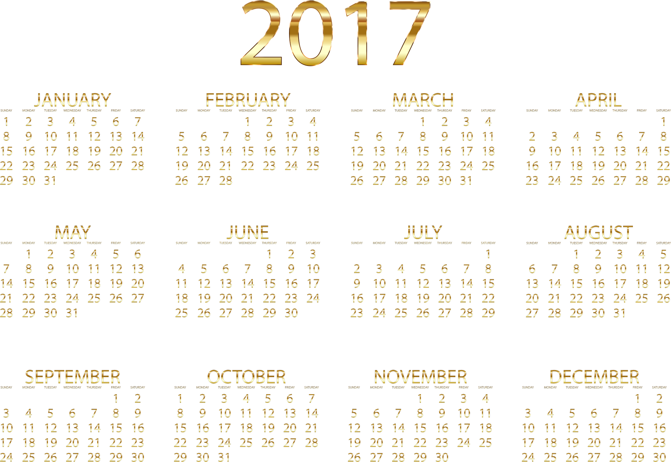 2017 Calendar Png (1) PNG Image