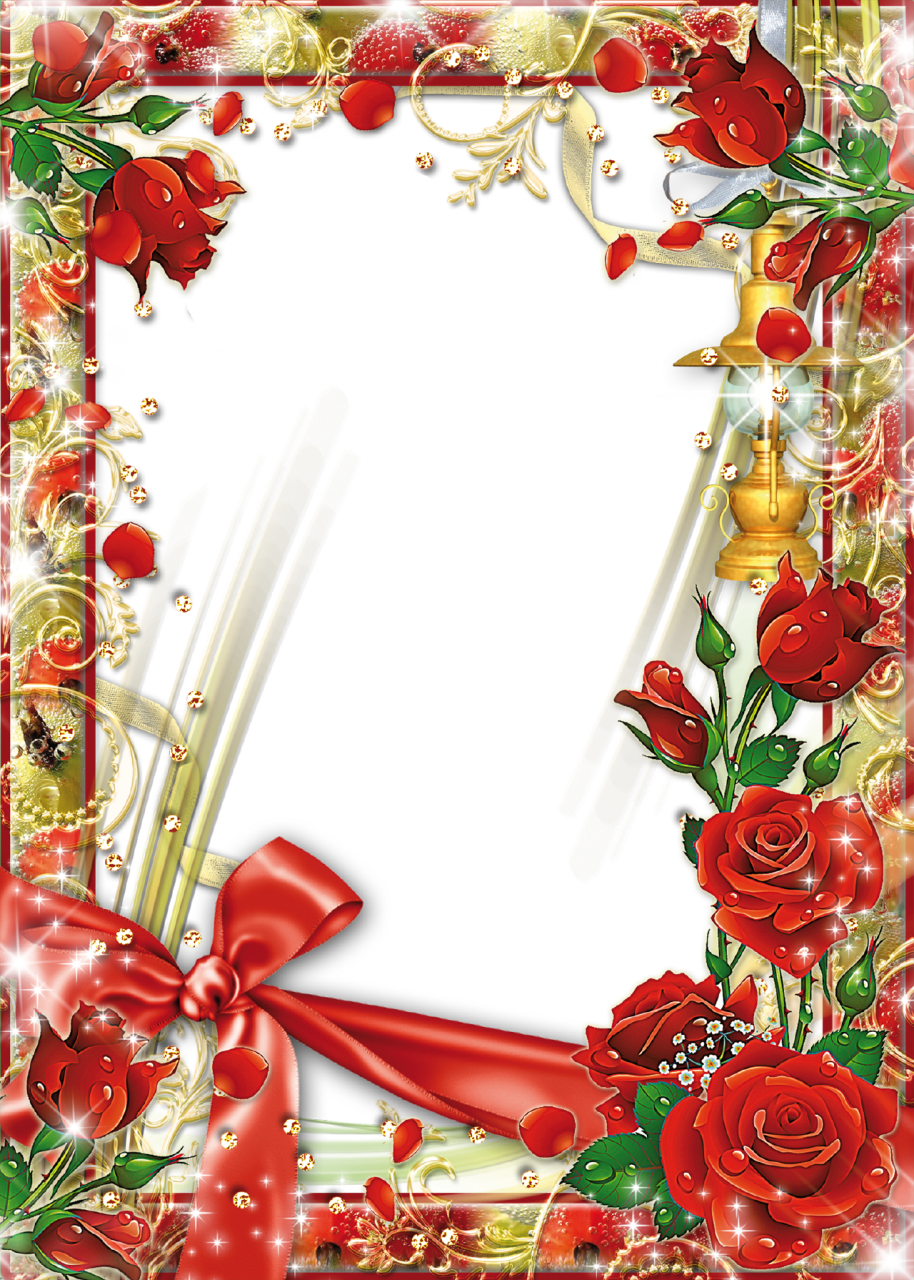 Red Flower Frame Transparent Background PNG Image