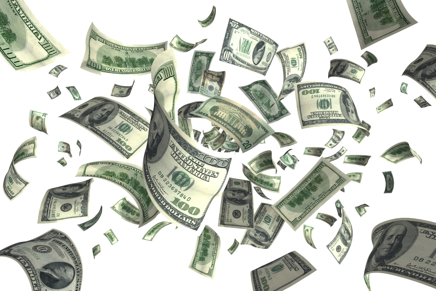 Flying Dollars Picture PNG Image