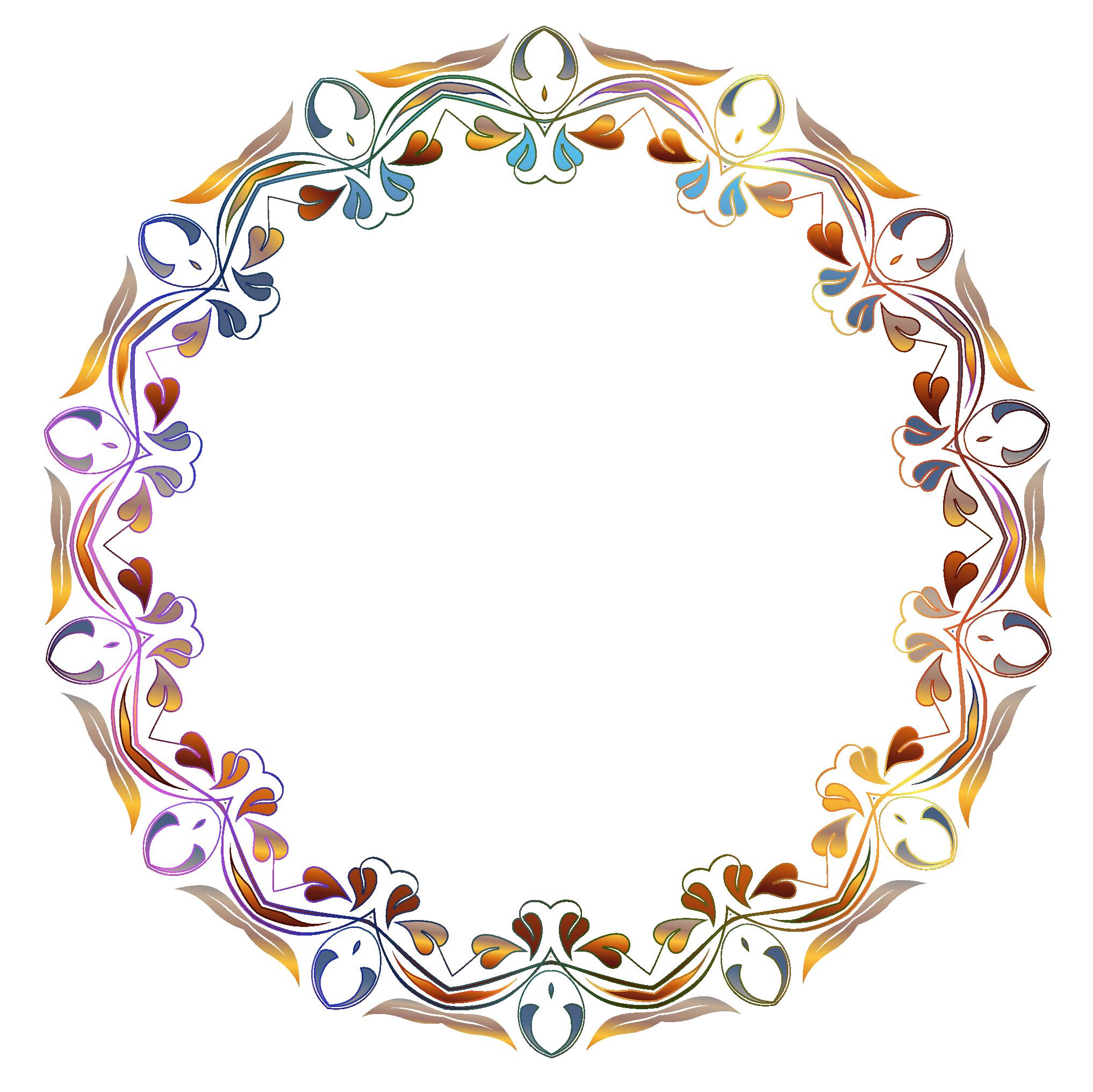 Vector Illustration Flower Decorative Round Frame PNG Images