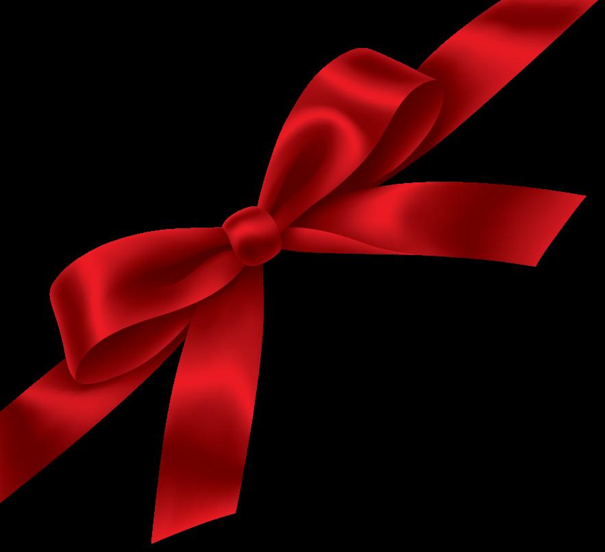 Red bow with roses attached on black background png download