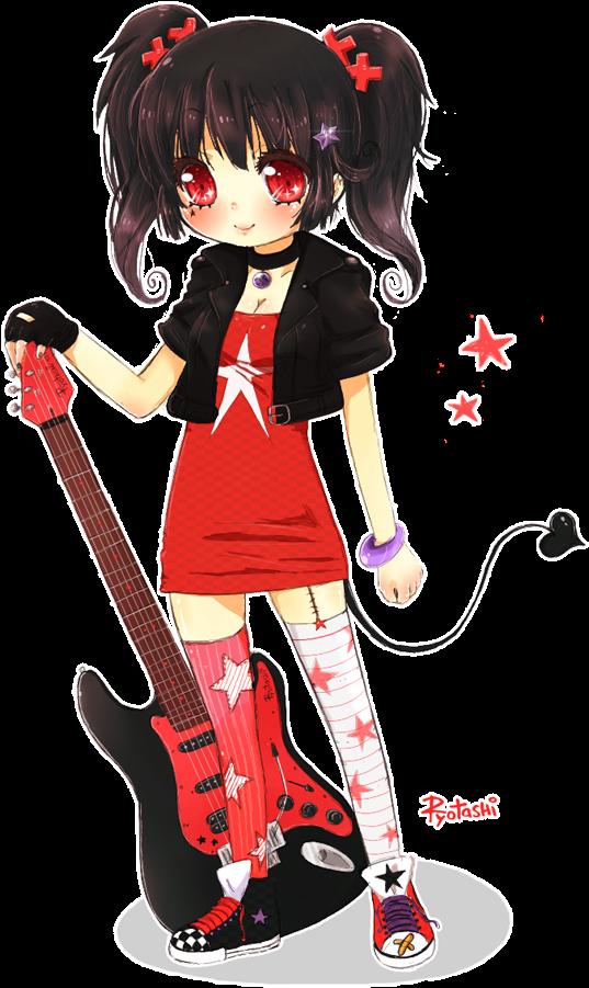 anime chibi girl with a guitar