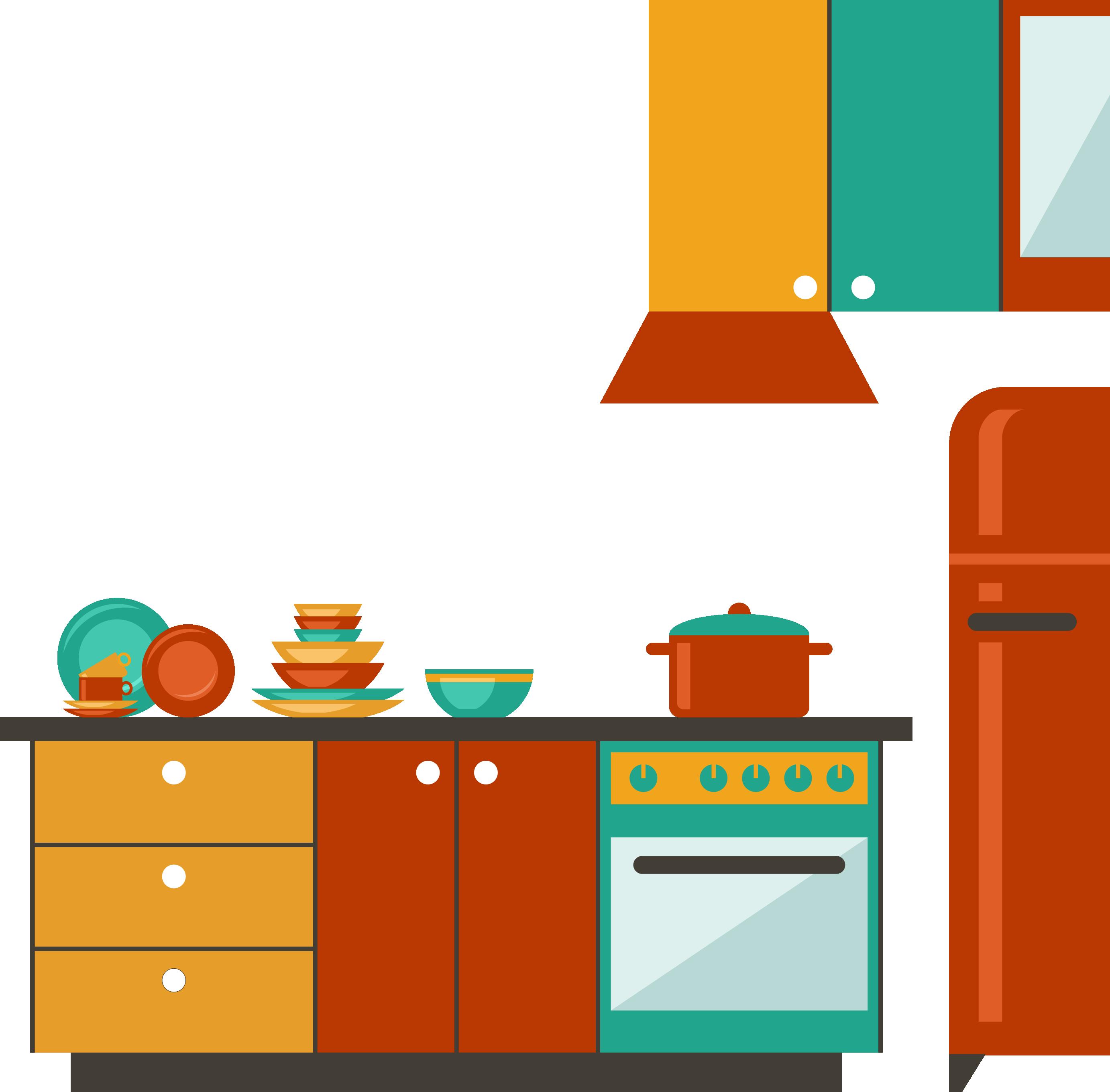 Cute Kitchen Vector, Digital Clipart Instant Download EPS, PNG Files  Included 