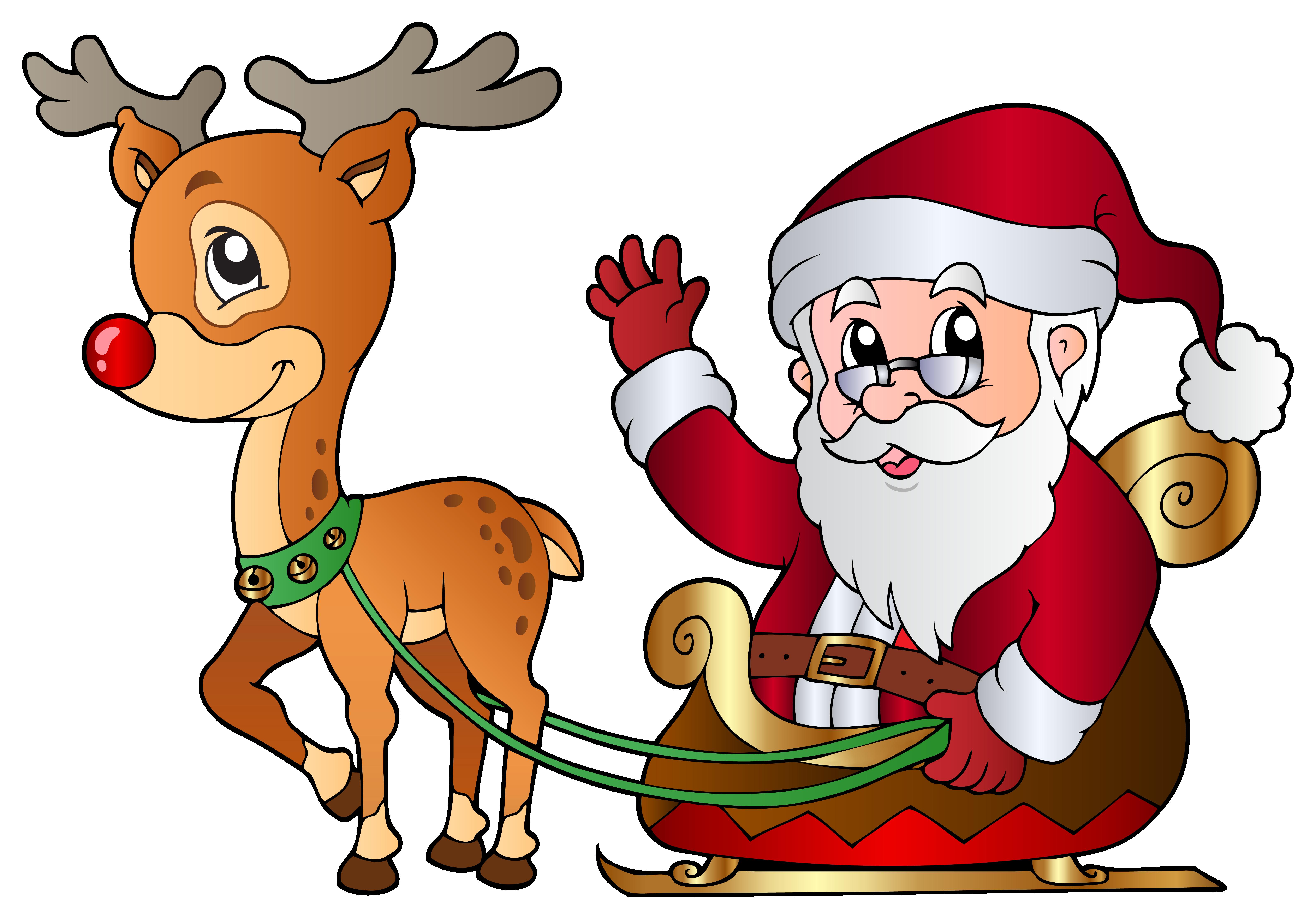 santa claus with reindeer png