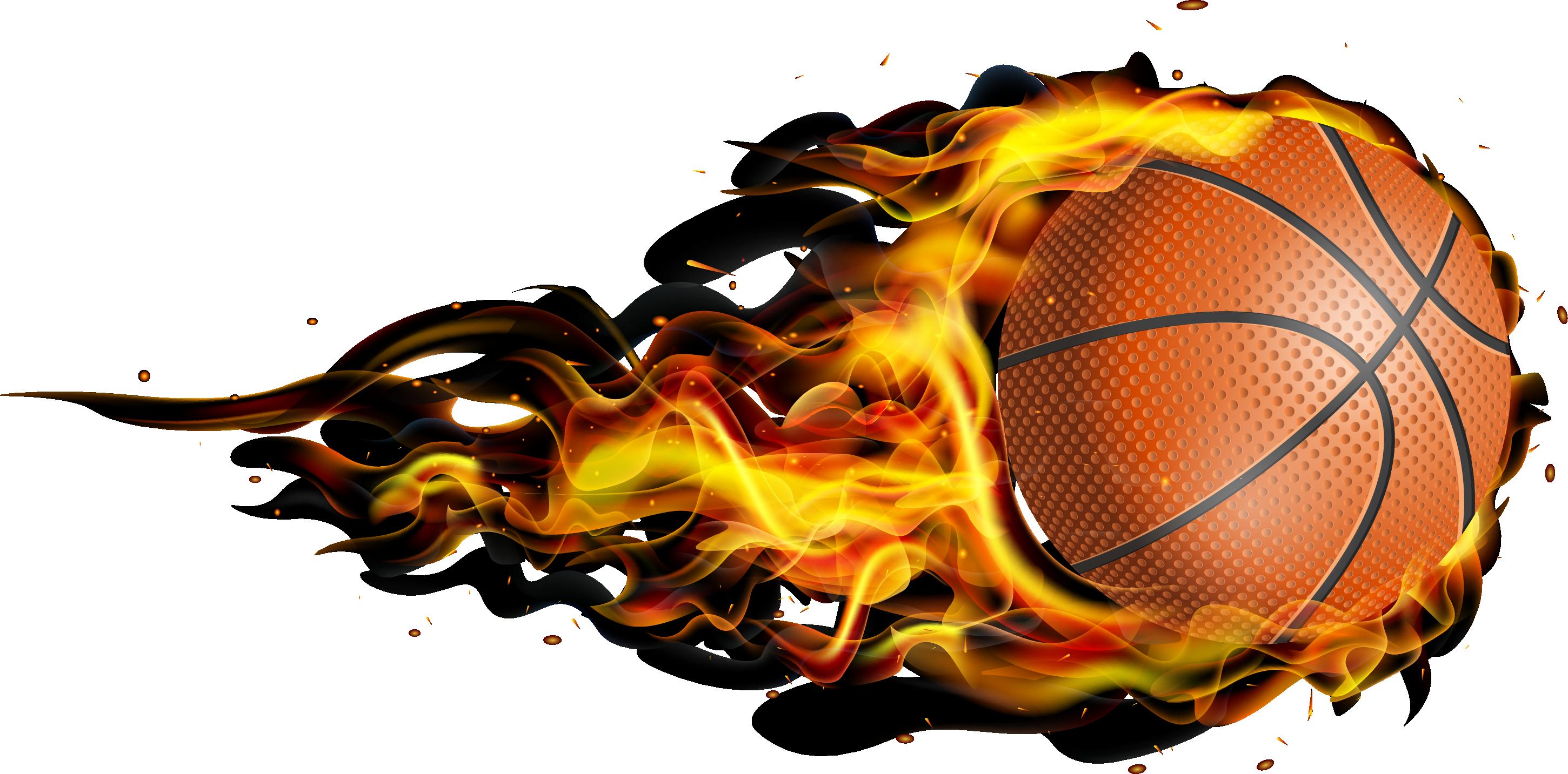 basketballs on fire