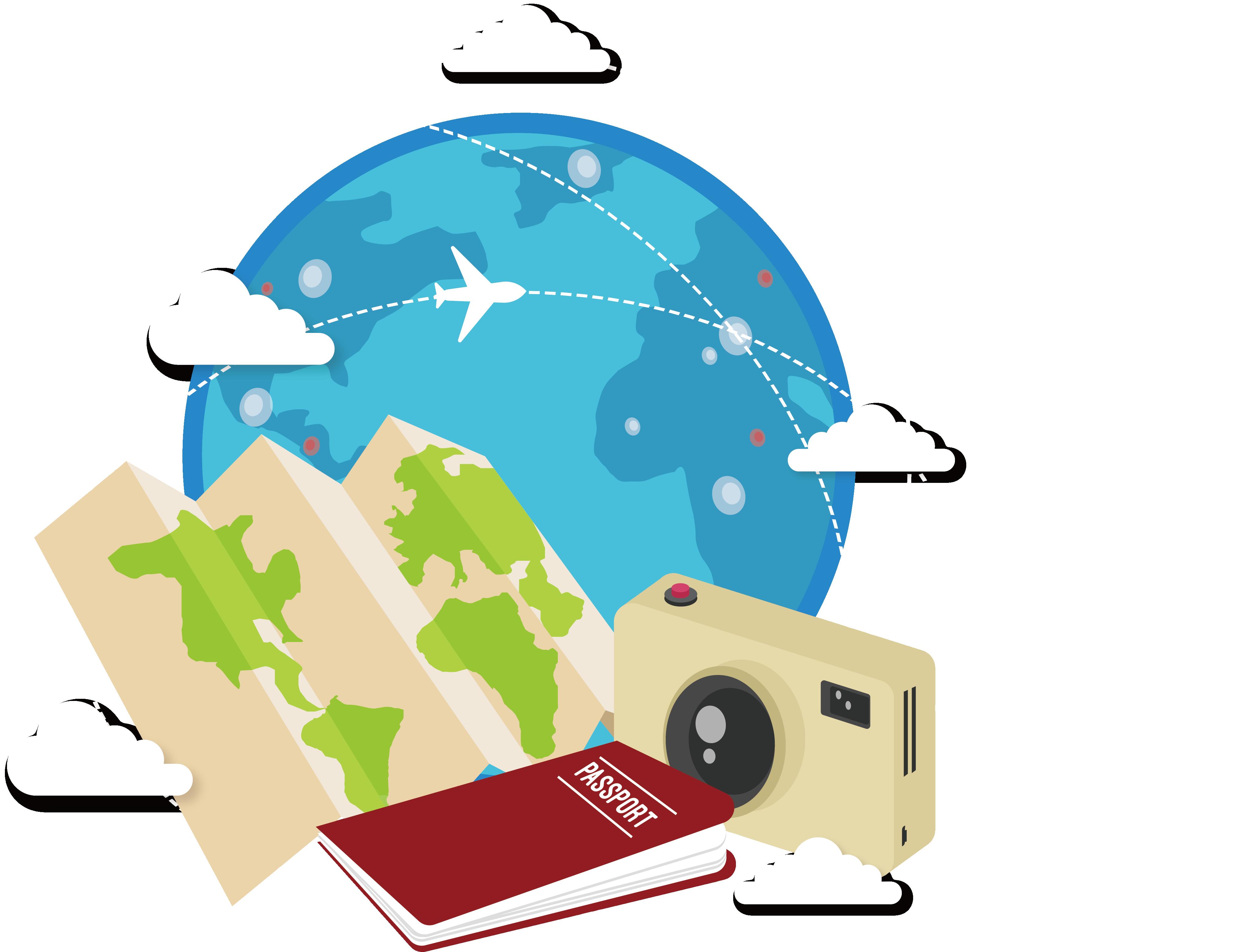 traveling the world clipart