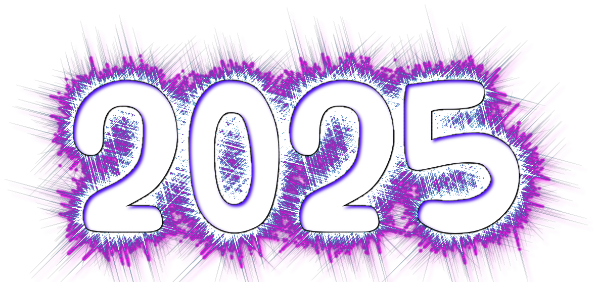 Happy New Year 2025 Gradient Text PNG Image