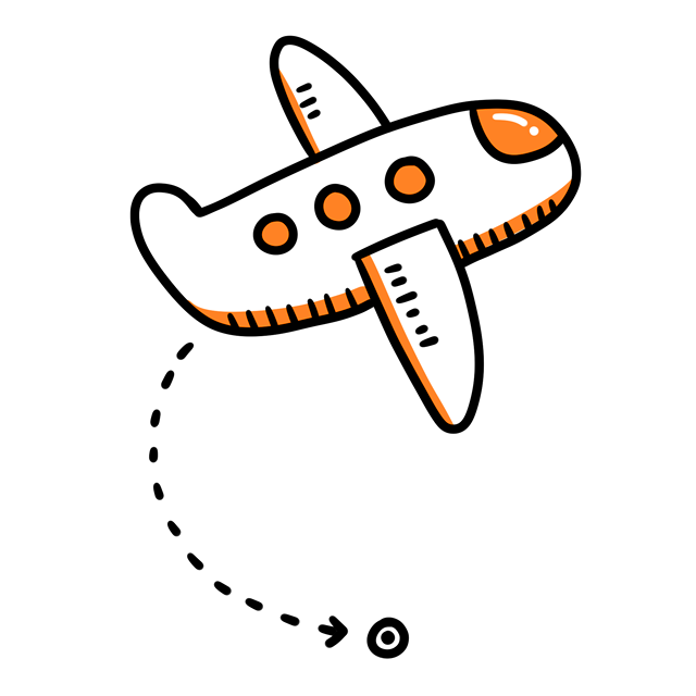 Simple Pattern Decoration Plane Orange Airplane Cartoon PNG Image