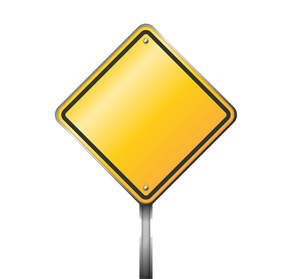 Signs Yellow Sign Warning Traffic Blank Road PNG Image