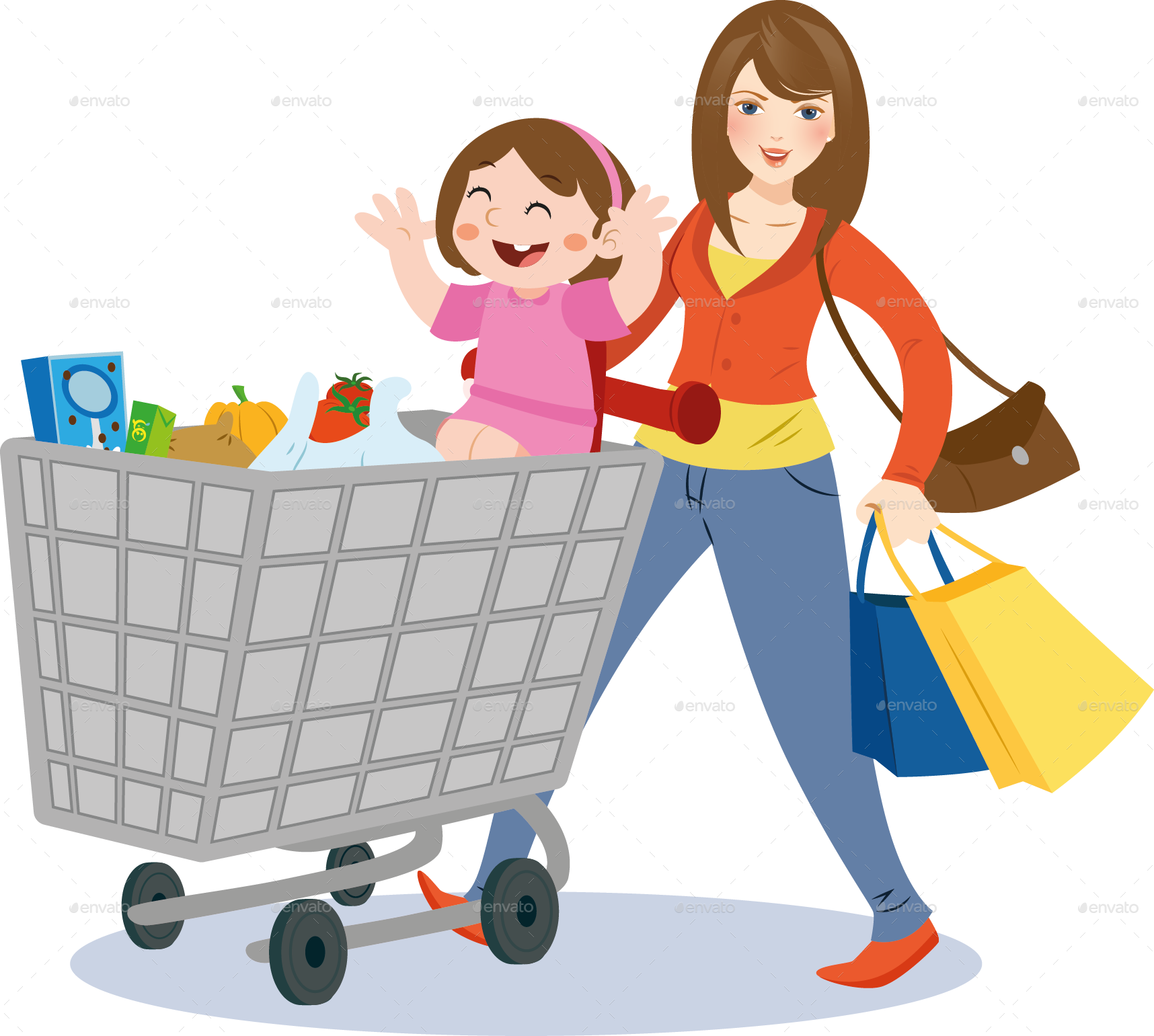 Play Shopping Human Cart Behavior Mother PNG Image