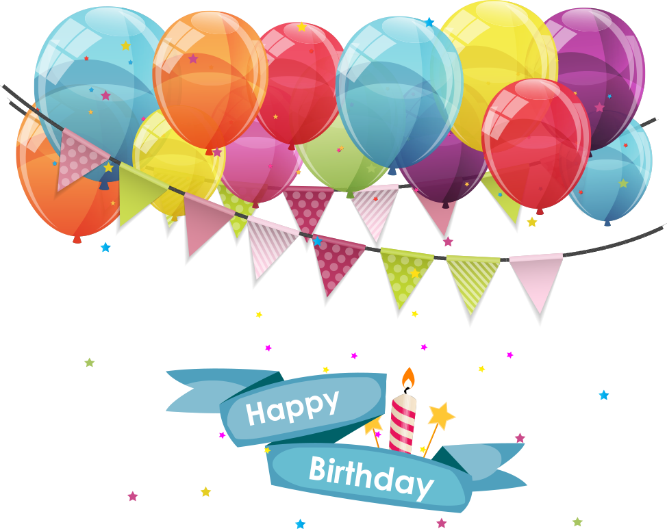 Gift Balloon Greeting Birthday Vector Flags Card PNG Image