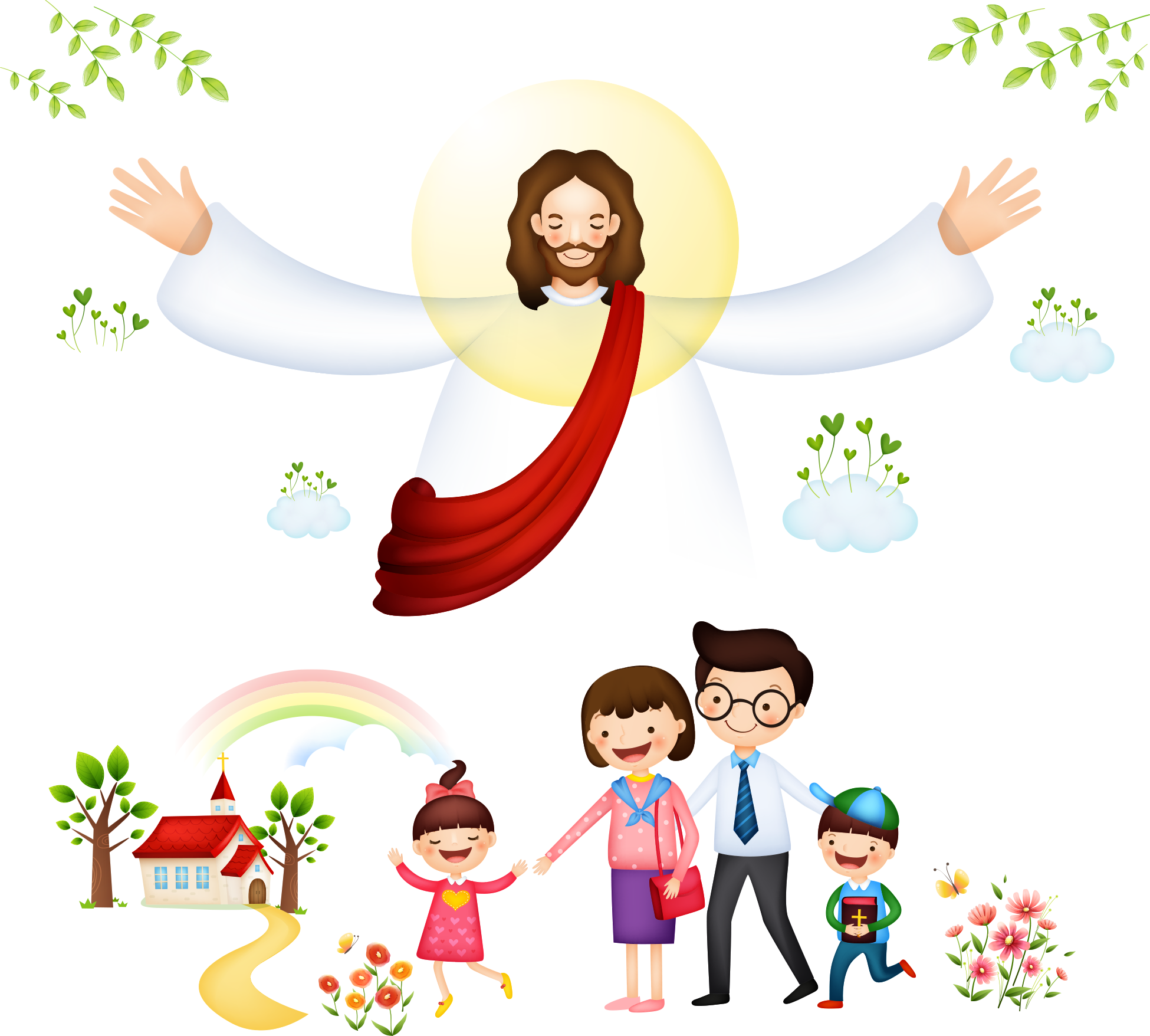 Bible Jesus Vector Christianity With Children PNG Image