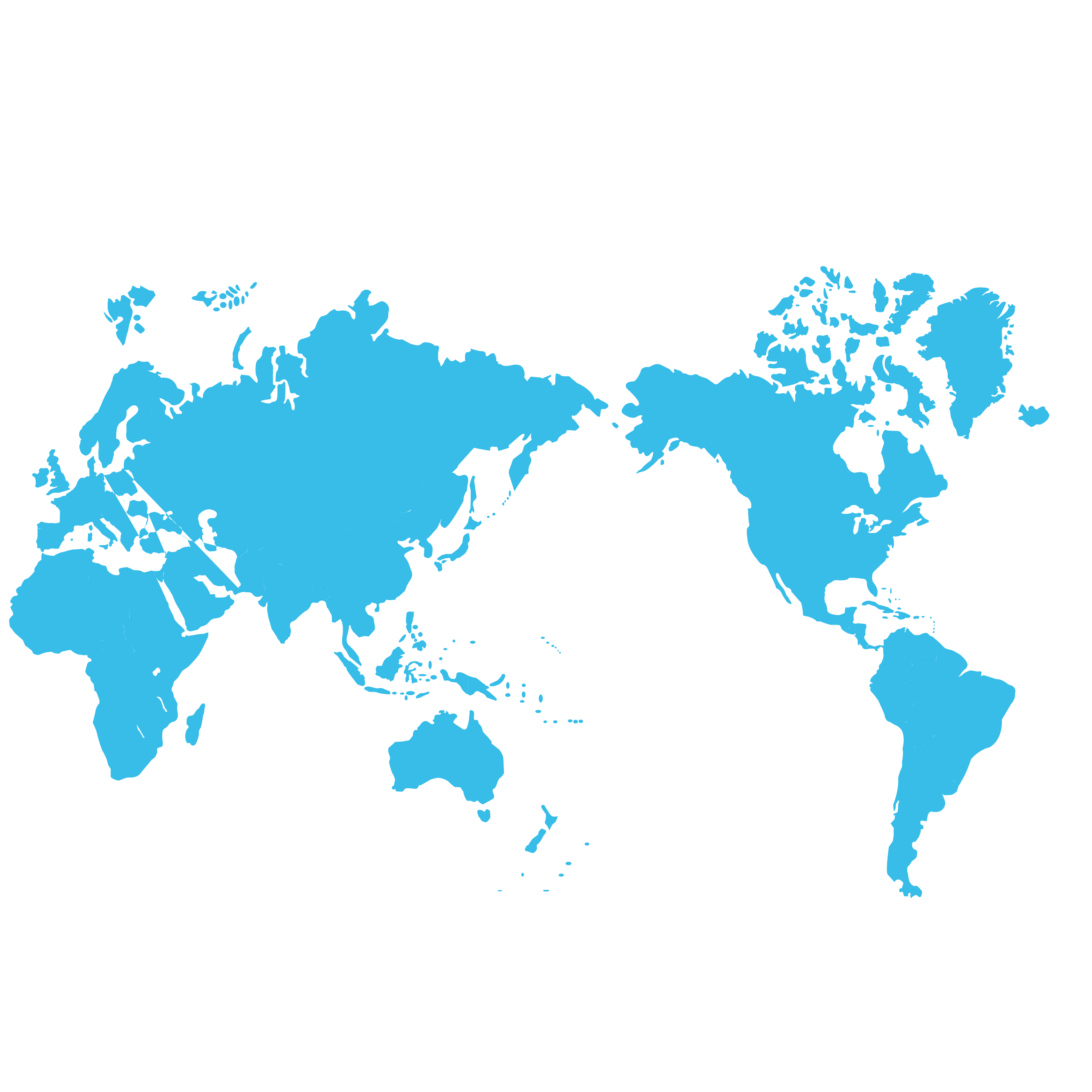 Blue Map Projection Miller Cylindrical World PNG Image