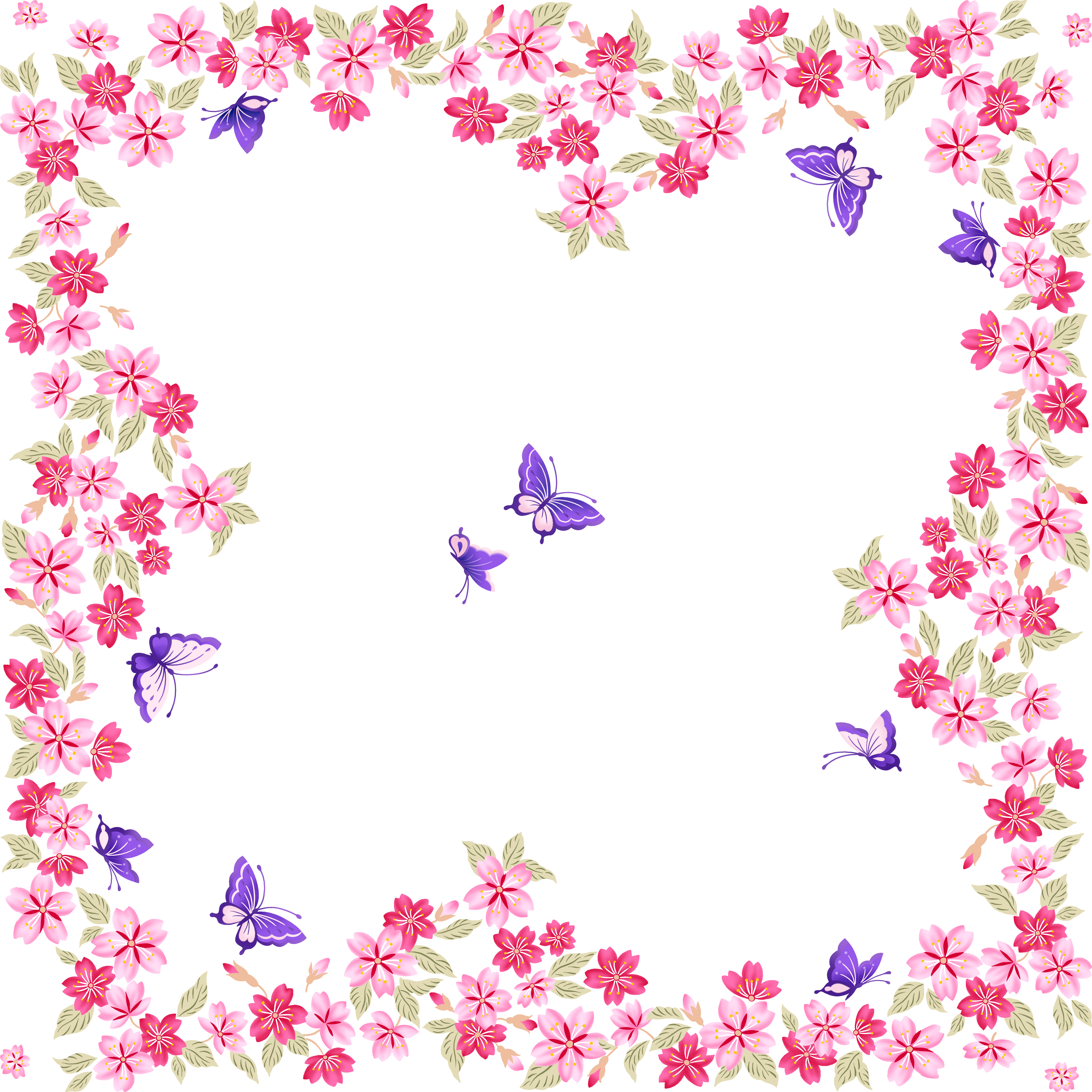 Butterfly Color Frame Pink Flower Free HQ Image PNG Image