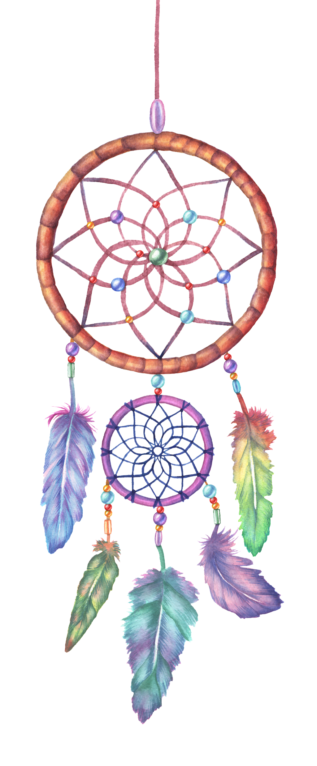 Dreamcatcher Color Illustration Watercolor Painting Drawing PNG Image