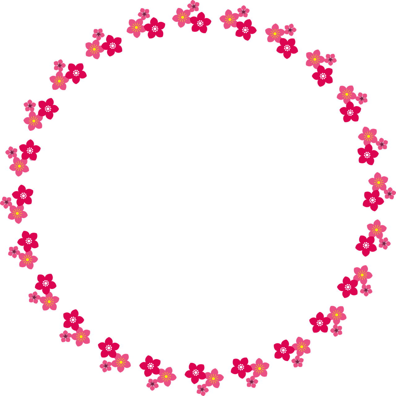 Pink Floral Circle Border Frame PNG Image