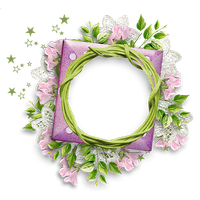 Floral Round Frame Photos PNG Image
