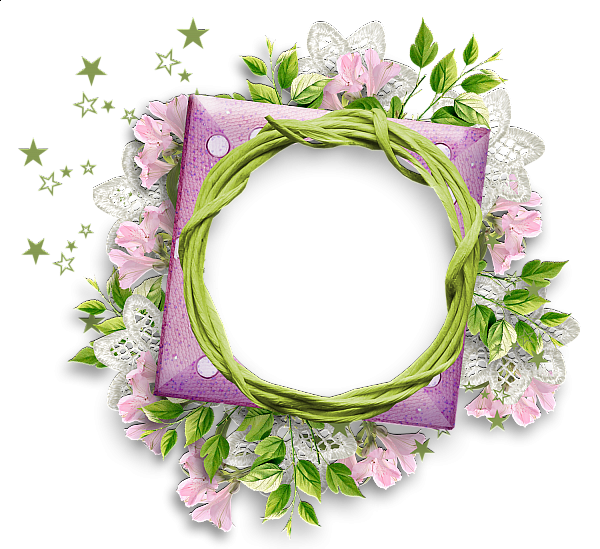 Floral Round Frame Photos PNG Image
