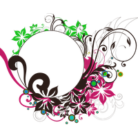 Floral Round Frame Photo PNG Image