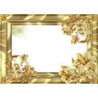 Gold Flower Frame Photos PNG Image