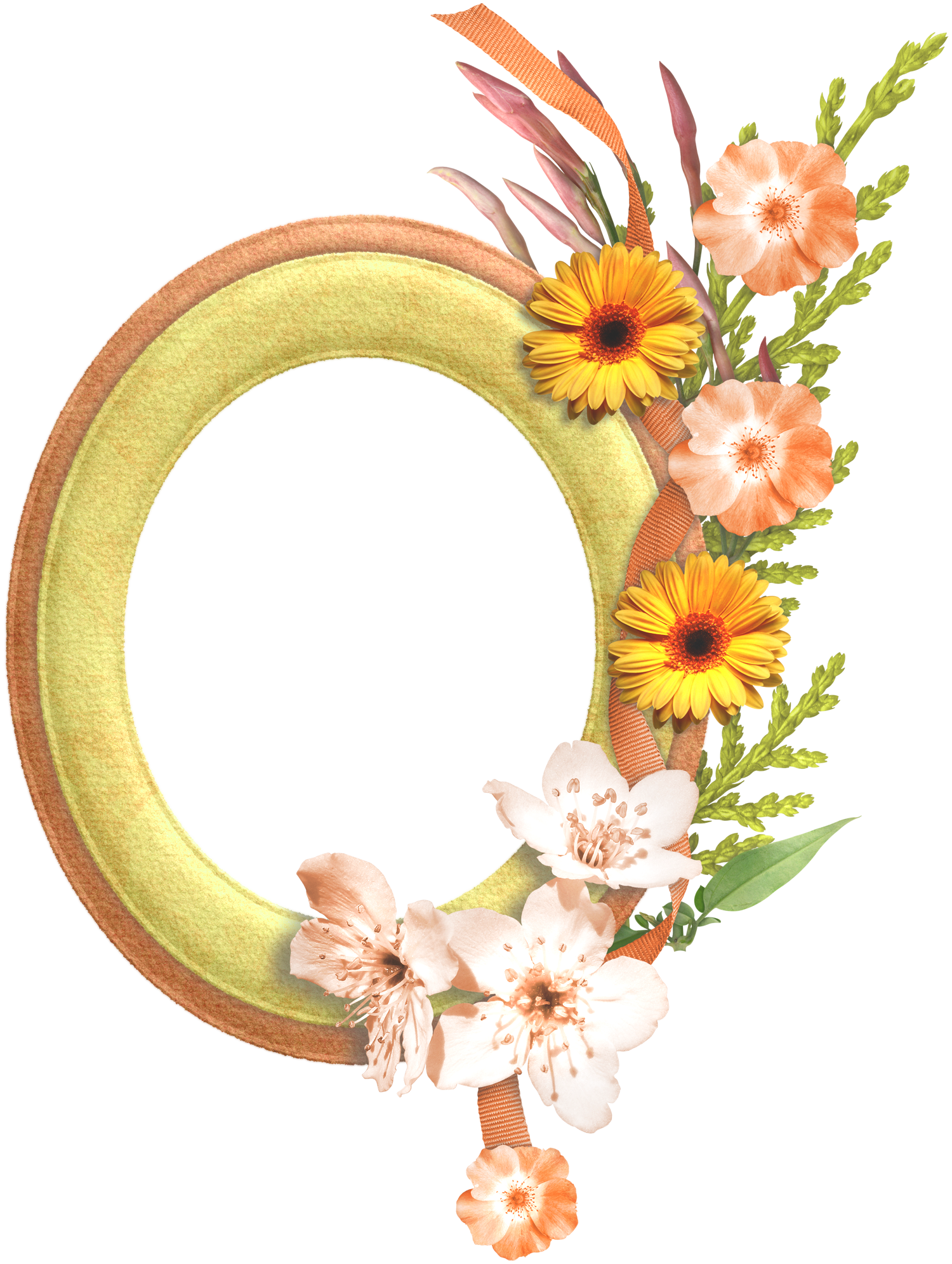 Gold Flower Frame Transparent Background PNG Image