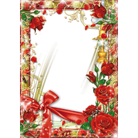 Red Flower Frame Transparent Background PNG Image