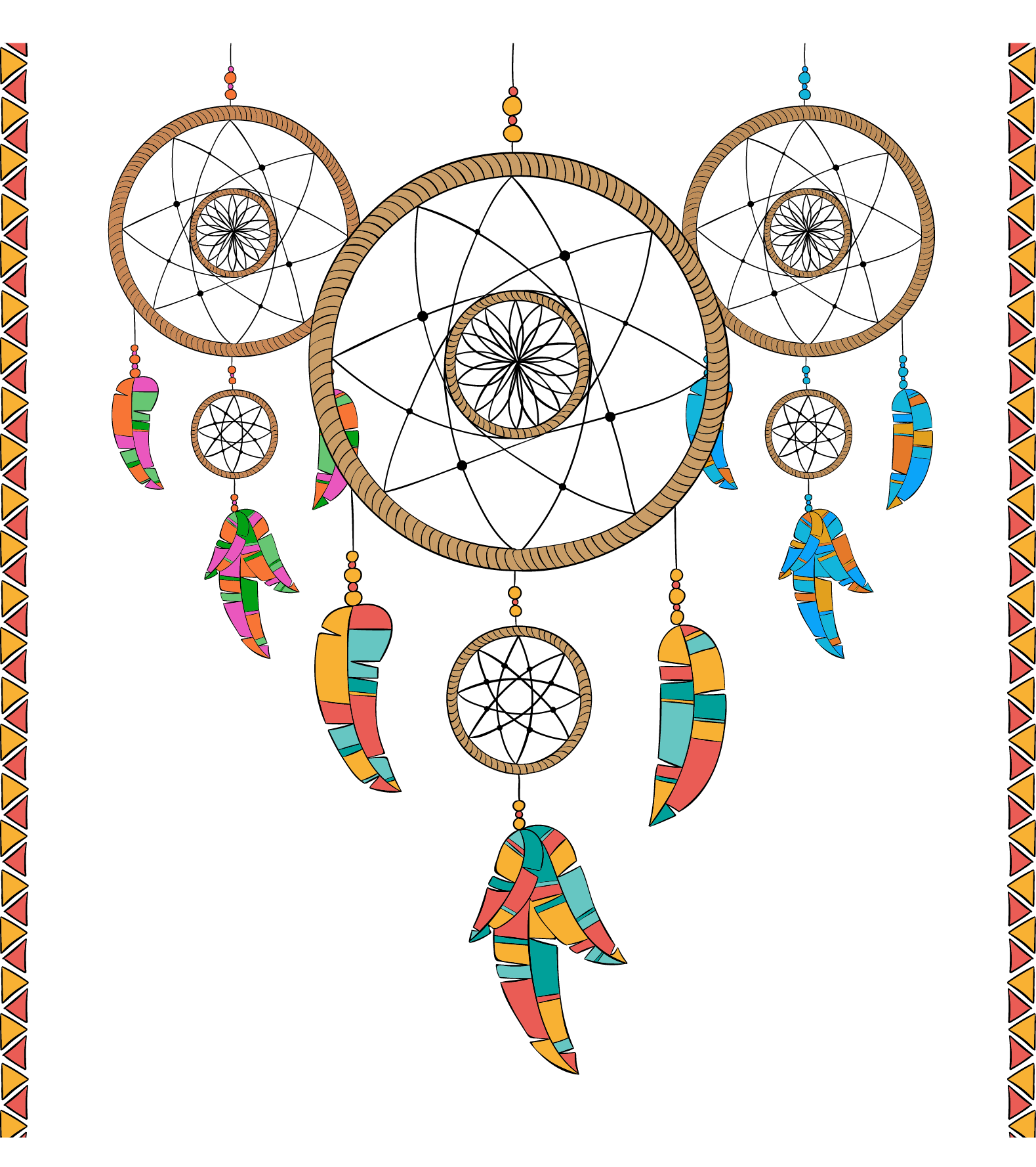 Hamsa Painted Dreamcatcher Three Vector Drawing PNG Image