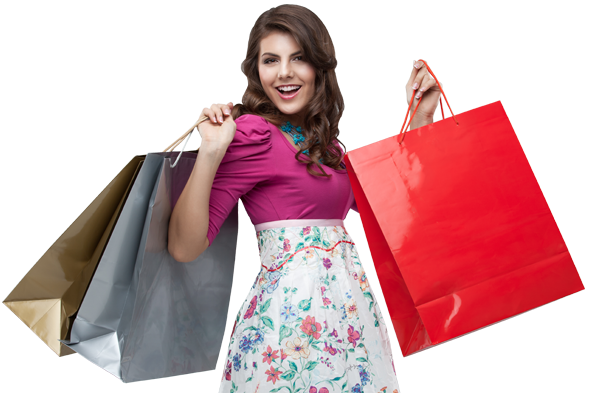 Bag Girl Shopping Excited Holding PNG Image