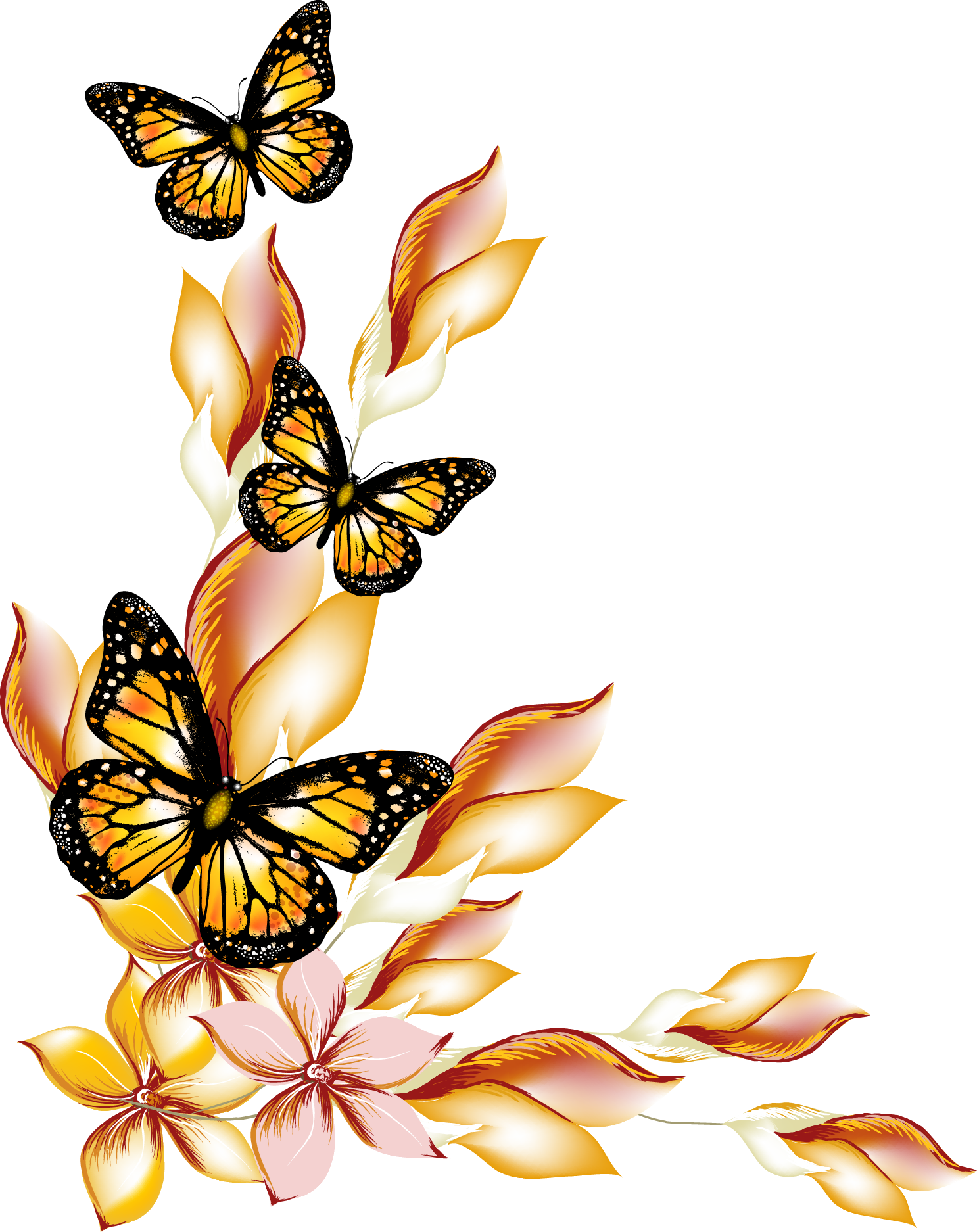 Butterfly And Flower Butterflies Vector Borders Flowers PNG Image