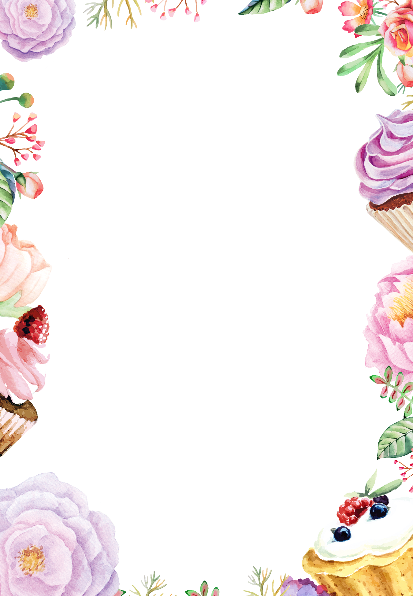 Flower Painting Watercolor Cake Flowers Border Drawing PNG Image