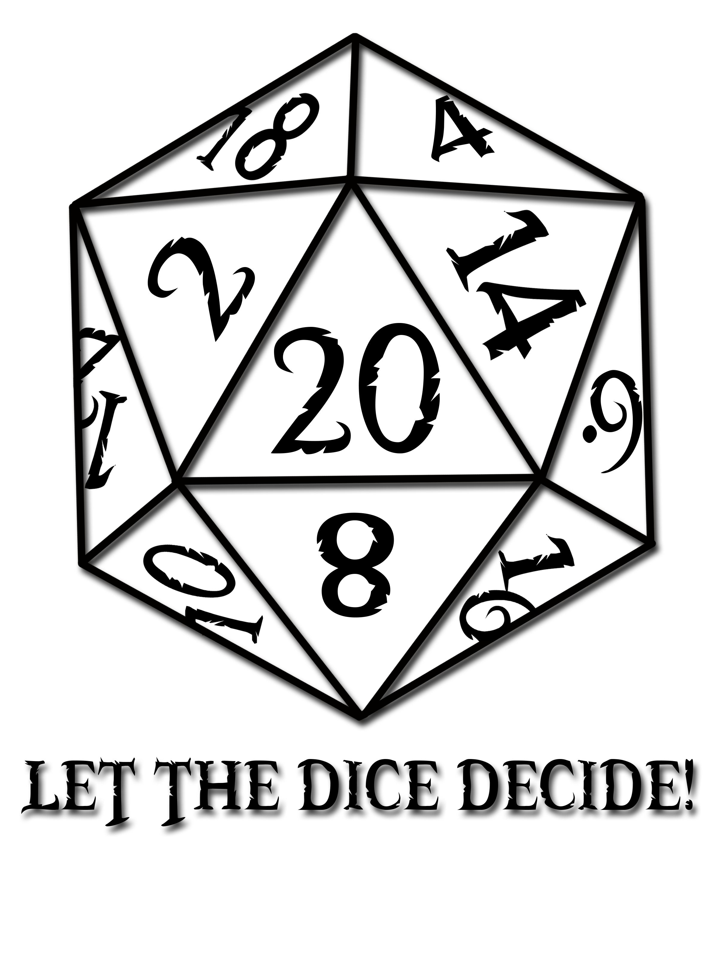 Platonic Solid Dungeons System Dragons Black D20 PNG Image