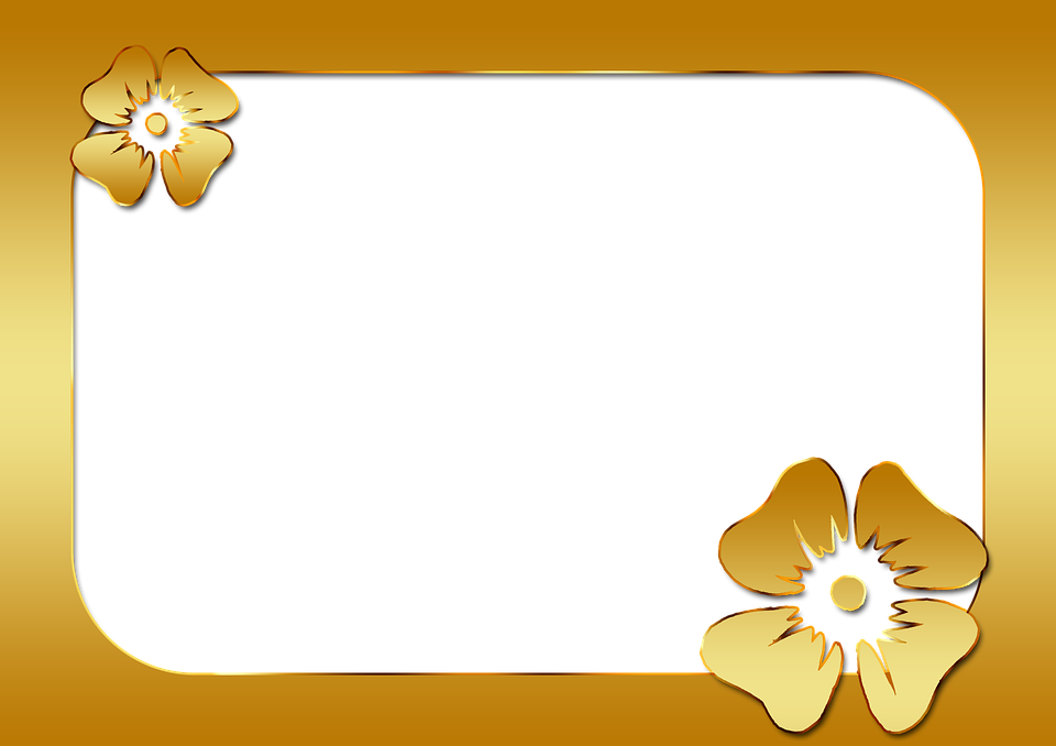 Domain Pixabay Gold Frame Illustration Flower Public PNG Image