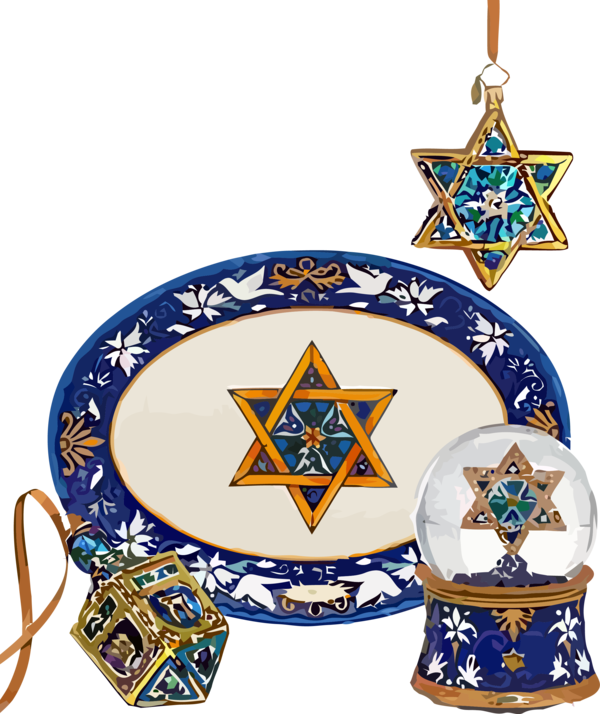 Hanukkah Porcelain Blue And White Dinnerware Set For Happy Decoration PNG Image