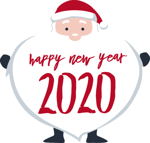 New Year Cartoon Santa Claus Font For Happy 2020 Day PNG Image