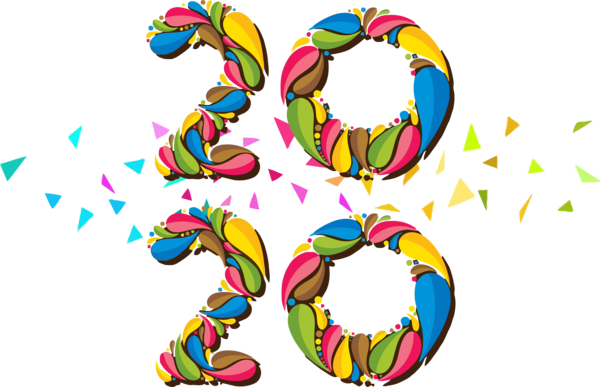 New Year Circle Font For Happy 2020 Wishes PNG Image