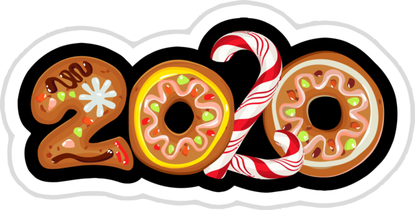 New Year Doughnut Pastry Font For Happy 2020 Holiday PNG Image