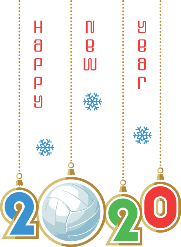 New Years 2020 Line Font For Happy Year Colors PNG Image