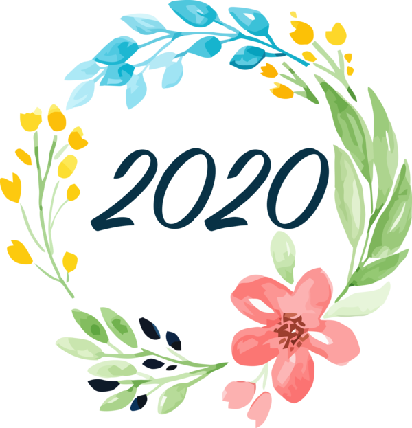 New Year Plant Flower Greeting For Happy 2020 Greeting Cards PNG Image