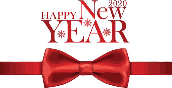 New Year Red Bow Tie Ribbon For Happy 2020 Day 2020 PNG Image