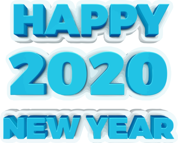 New Year Text Aqua Turquoise For Happy 2020 Activities PNG Image