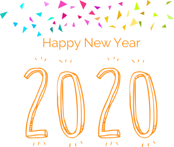 New Year Text Font Line For Happy 2020 Day 2020 PNG Image