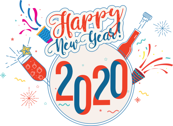 New Year 2020 Text Font Line For Happy Ideas PNG Image
