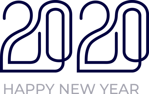 New Years 2020 Text Font Line For Happy Year Colors PNG Image