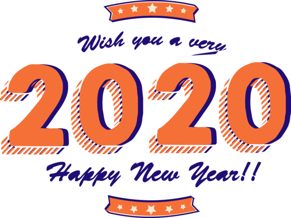 New Year Text Font Logo For Happy 2020 Traditions PNG Image