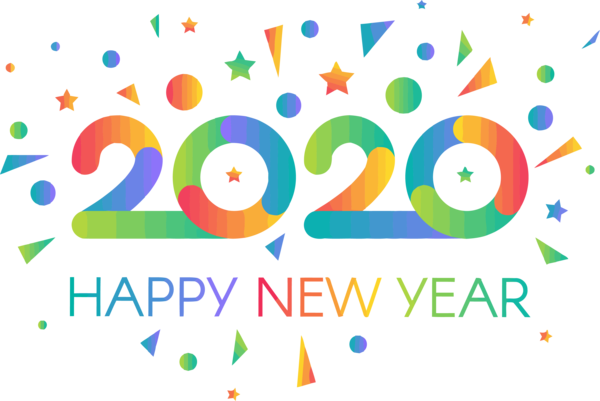 New Year Text Font Logo For Happy 2020 Lanterns PNG Image