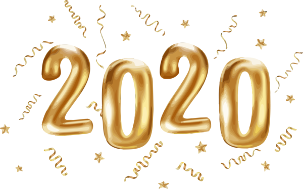 New Year 2020 Text Font Number For Happy Gifts PNG Image