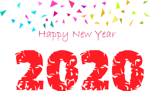 New Year Text Font Pink For Happy 2020 Goals PNG Image
