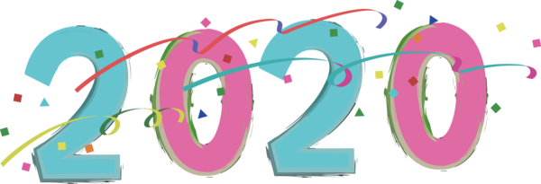 New Year Text Pink Font For Happy 2020 Day PNG Image