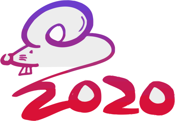 New Year 2020 Text Pink Font For Happy Celebration 2020 PNG Image