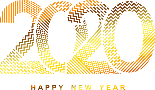 New Years 2020 Text Yellow Line For Happy Year Activities PNG Image